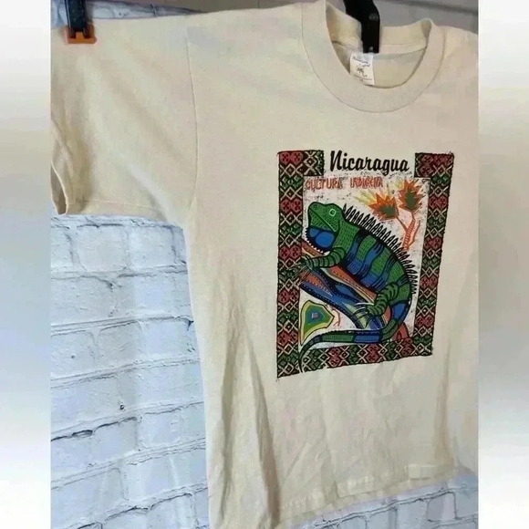 Hawaiian Tropical Iguana Bearded Dragon TAN T Shirt Nicaragua Kids Size 16 NWOT - Picture 7 of 13